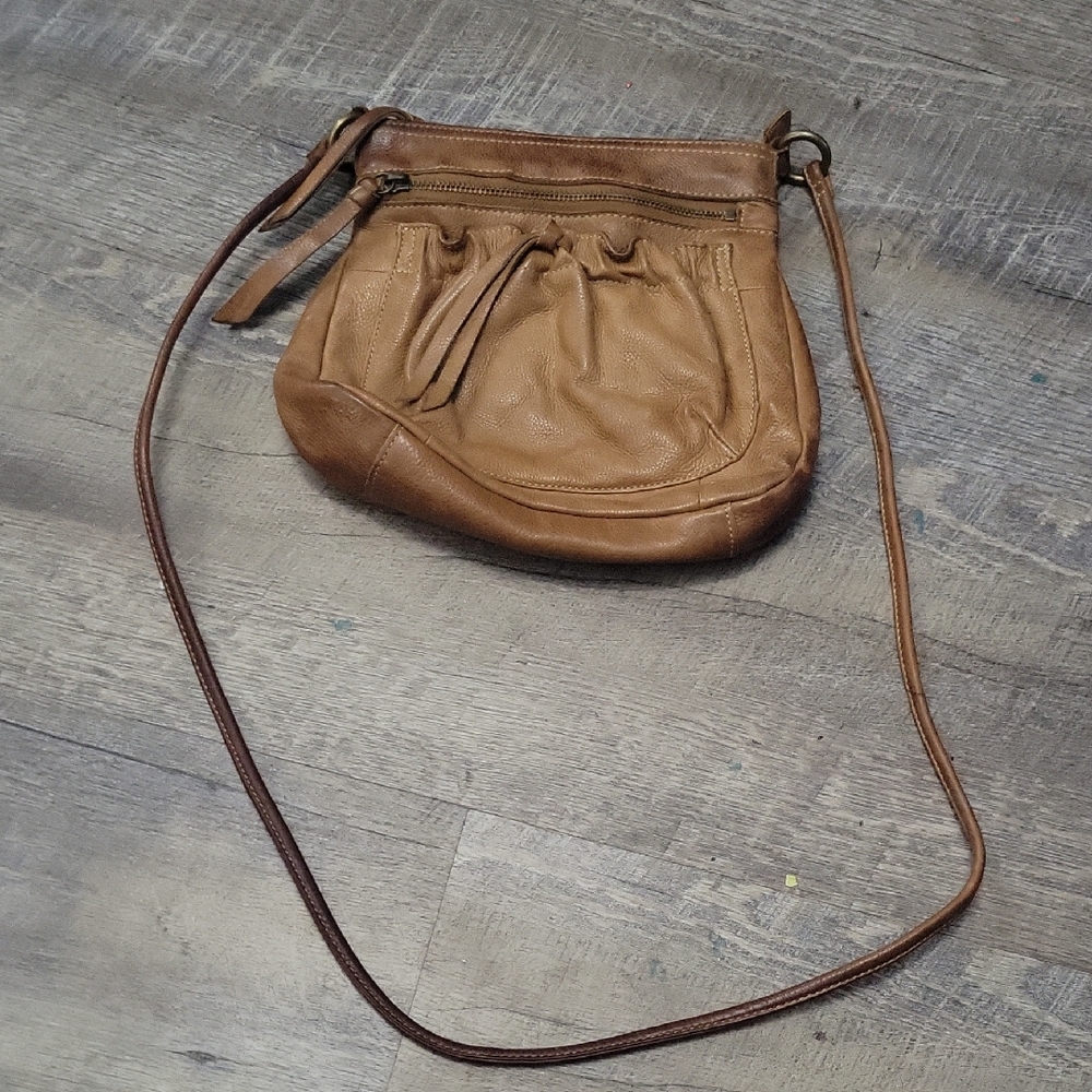 Vintage Fossil Tan Leather Crossbody Bag